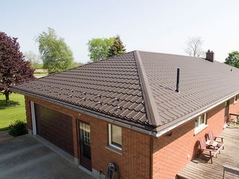 Wiseline Algoma Tile Metal Roof with Snow Guards Installed by Upright Construction Inc. based in Elgin County Ontario.
