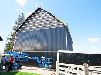 Wiseline Tuff Rib Metal Siding Installed by Upright Construction Inc. based in Elgin County Ontario.