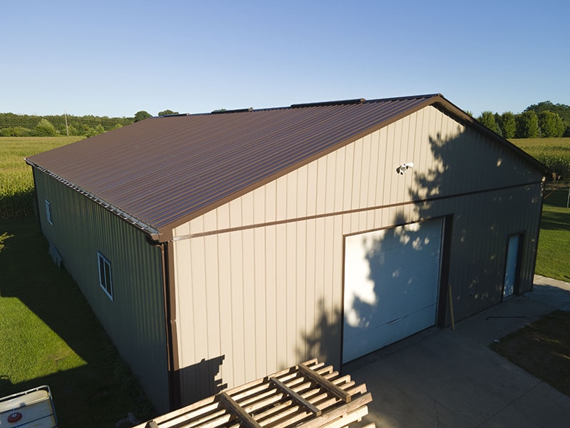 Wiseline Metal Roof, Metal Siding and Complete Structure Installed by Upright Construction Inc. based in Elgin County Ontario.